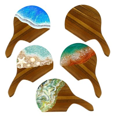 손잡이가있는 아카시아 목재 치즈 보드